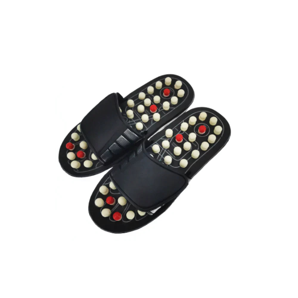Beckett acupressure slippers with textured soles for foot massage and relief, designed for comfortable home use.