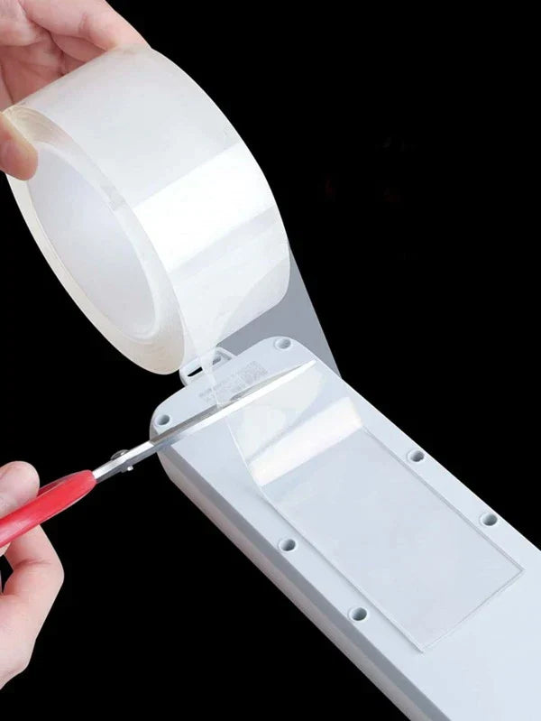 Ignisio double-sided reusable tape shown on a white background with a close-up of the tape's surface and application side.