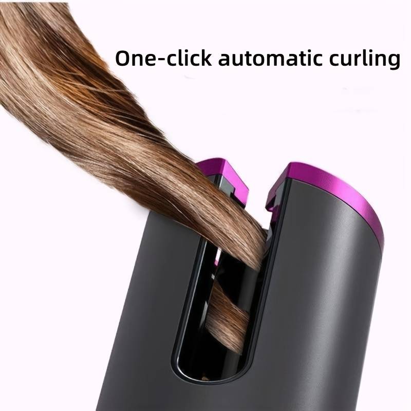 Beckett portable hair curler with a compact design, showing a close-up of the curling barrel and cord for easy styling.
