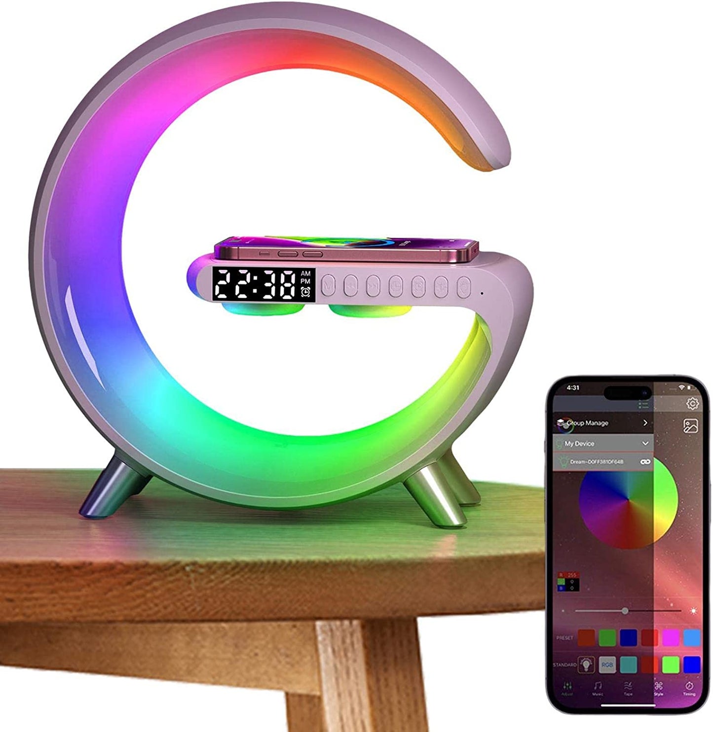 Beckett Charger Lamp with sleek modern design, featuring a charger port and a stylish lamp base, ideal for home or office decor.