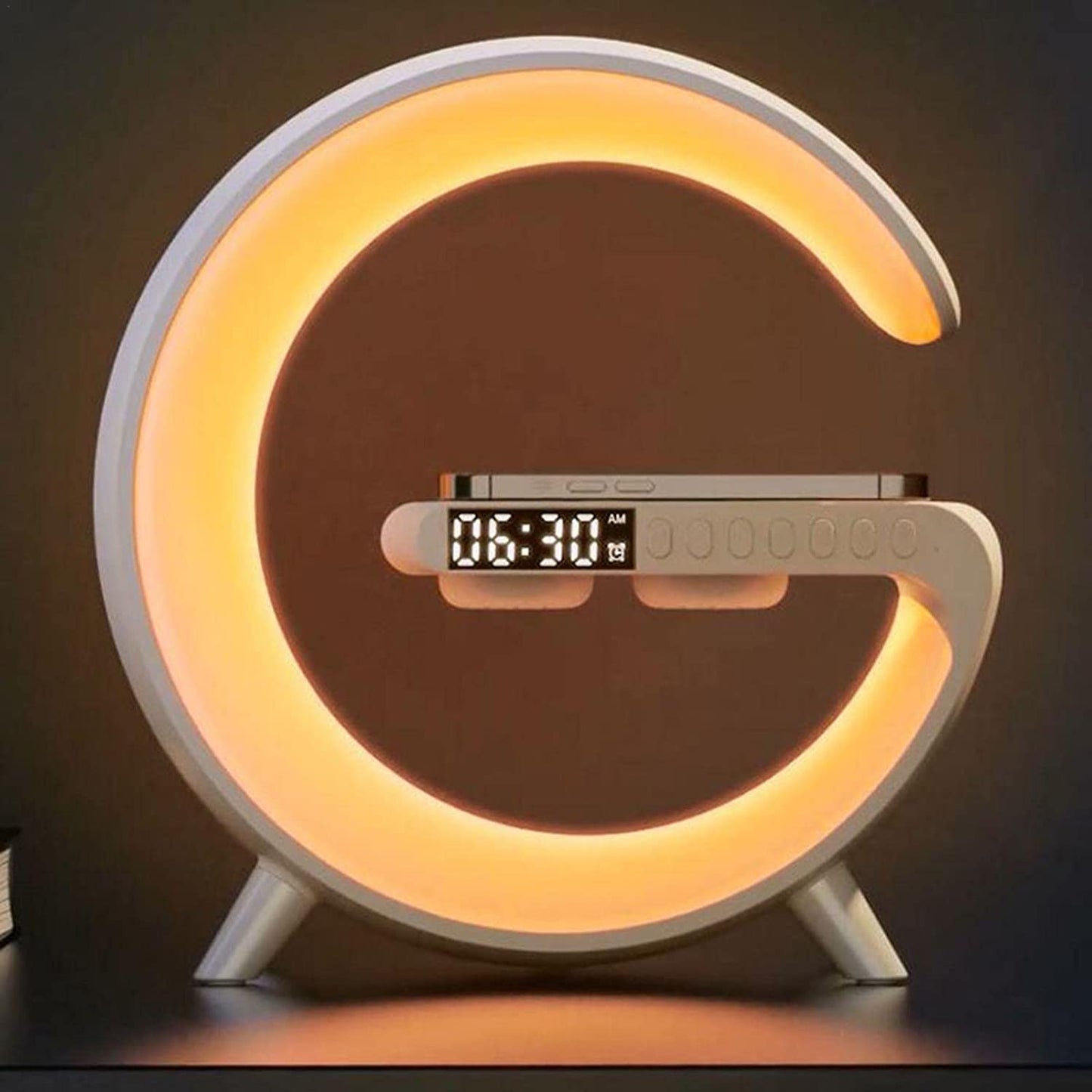 Beckett Charger Lamp with sleek design, featuring a modern metal base and adjustable arm for versatile lighting.