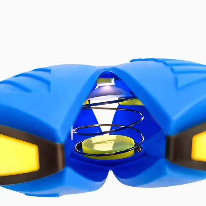 Beckett dog frisbee flying through the air, made of durable material, designed for outdoor play and fetch with pets