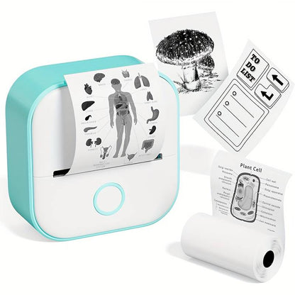 Beckett portable printer showing compact design with paper output ready for on-the-go printing.