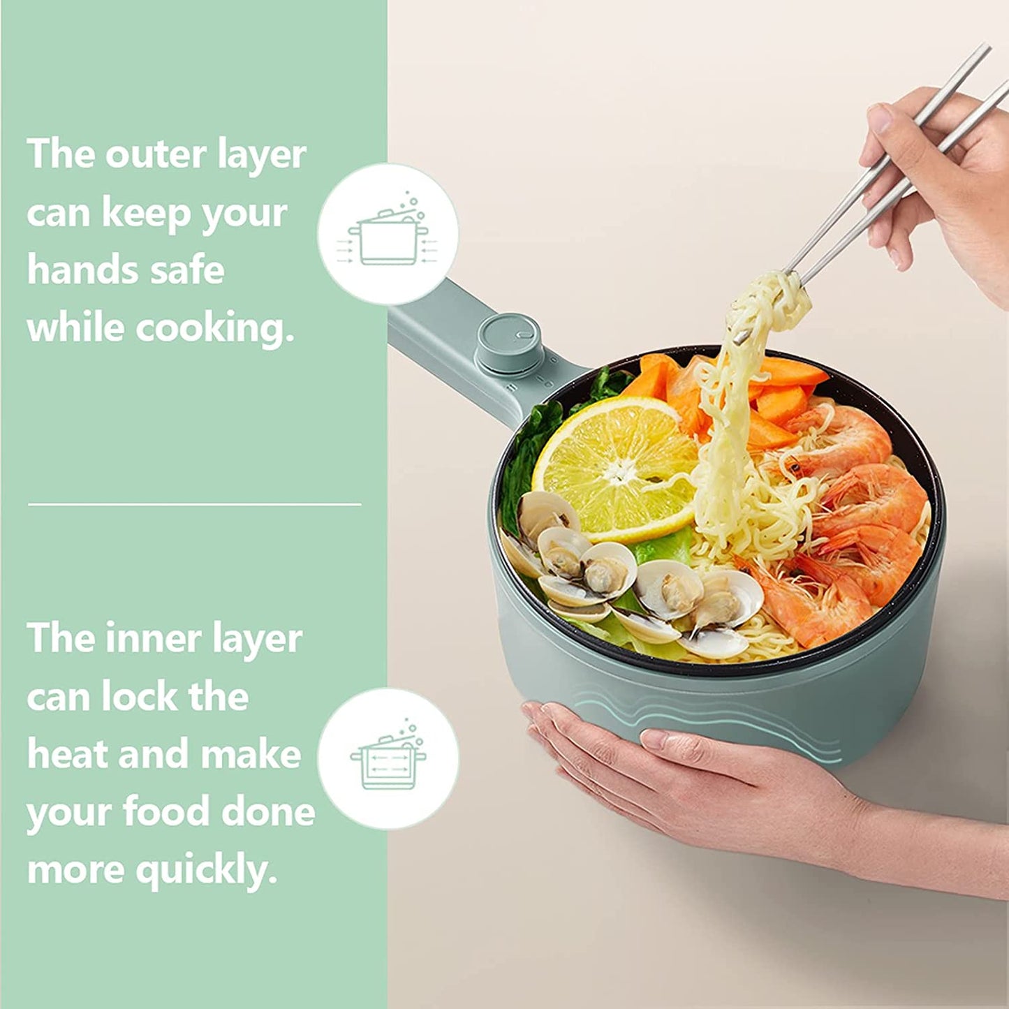 Beckett heated portable pot with digital control panel and stainless steel design, suitable for heating soups and beverages.