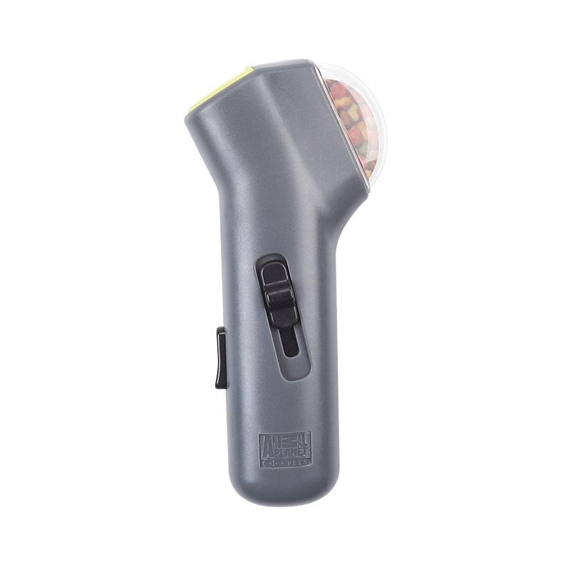Beckett pet treat launcher with a cylindrical tube, designed to toss treats for dogs during playtime.