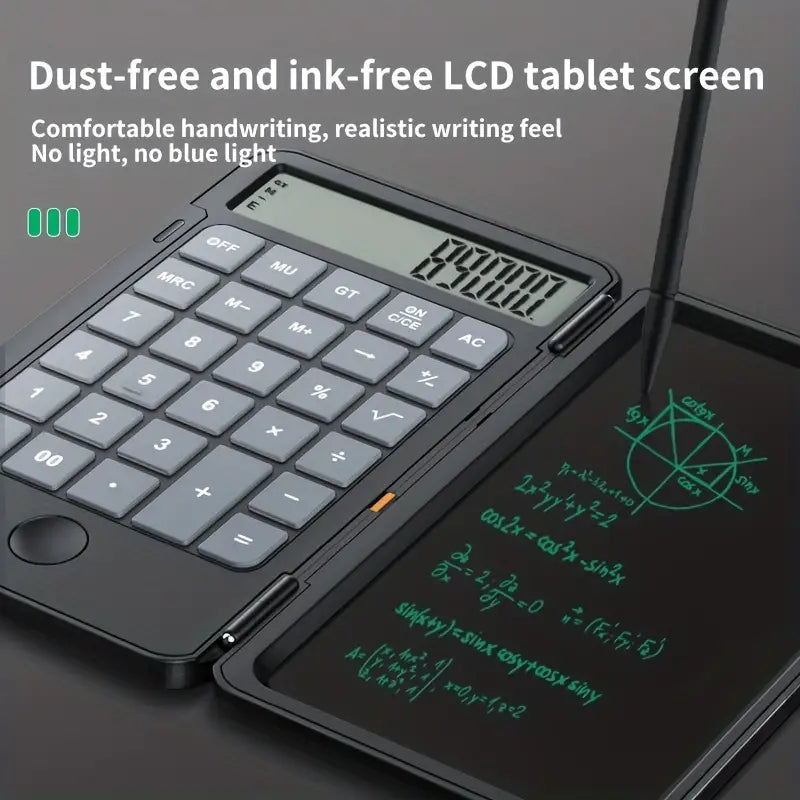 Beckett LCD calculator with digital display, featuring numeric keypad and functional buttons for basic calculations.
