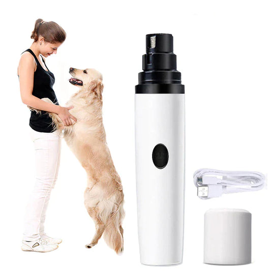 Ignisio Safe-Touch pet nail grinder with rechargeable USB, quiet operation for trimming dog and cat nails.