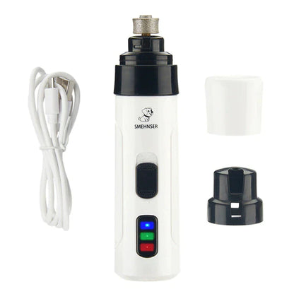 Ignisio Safe-Touch pet nail grinder with rechargeable USB, quiet operation, suitable for dogs and cats' nails.