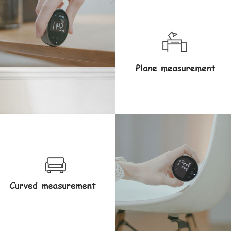 Beckett digital measurement tape showing a clear digital display and flexible tape for precise measurements.