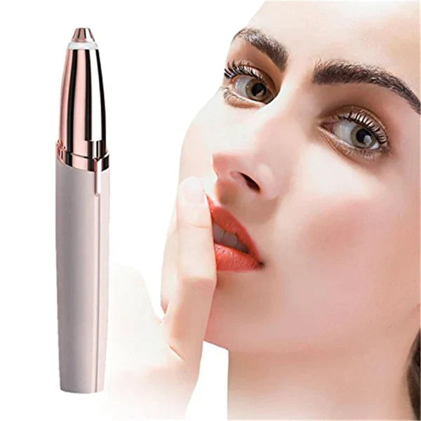Beckett multipurpose eyebrow trimmer with stainless steel head and ergonomic handle, ideal for precise eyebrow grooming.