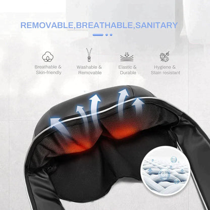 Beckett neck and shoulder massager with plush material for soothing relief and comfort, designed to target neck and shoulder areas.