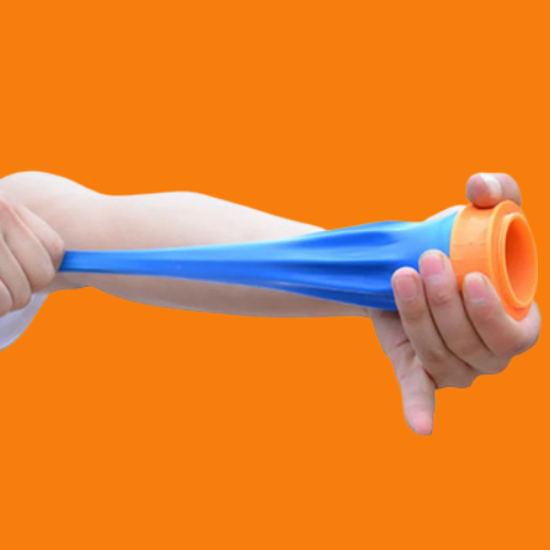 Beckett Slingshot Cup with colorful design, durable plastic construction, and ergonomic handle for easy gripping and reliable use.