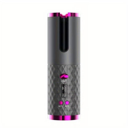 Beckett portable hair curler with compact design, showing a sleek curling barrel and ergonomic handle for easy styling.