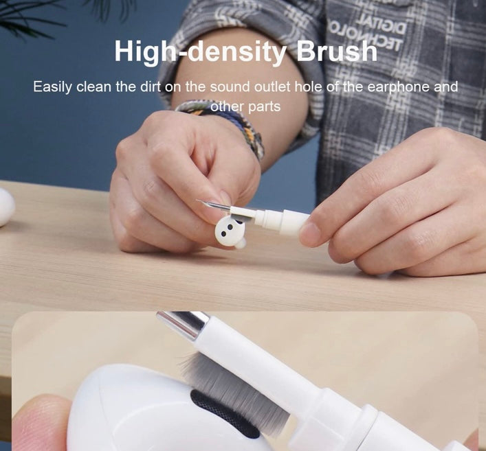 Beckett Airpod cleaning kit with brushes and tools for removing earwax and debris from AirPods and charging case.