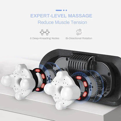 Beckett neck and shoulder massager with mechanical rollers for soothing muscle relief and relaxation.