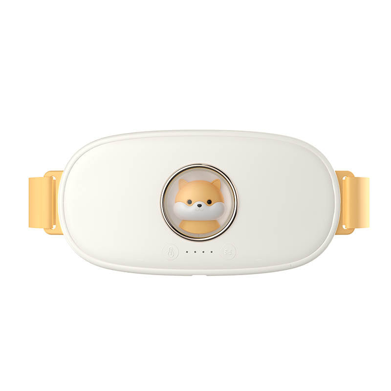 Beckett menstrual massager in white with soft, textured surface designed for abdominal relief and comfort.